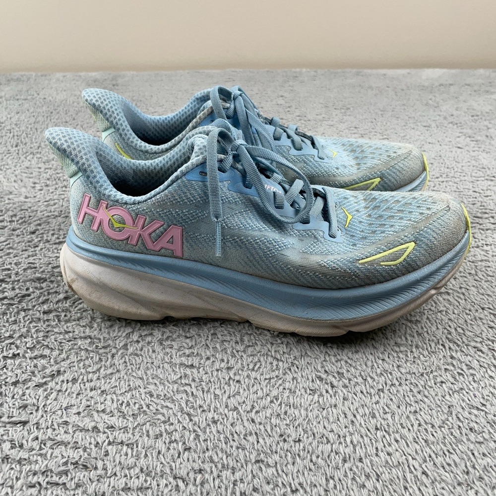 Hoka One One Clifton 9 Womens 7.5 B Shoes Blue Sneakers 1127896 DNK Running